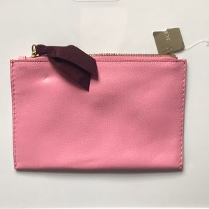 NWT J crew bubblegum pink leather pouch wallet